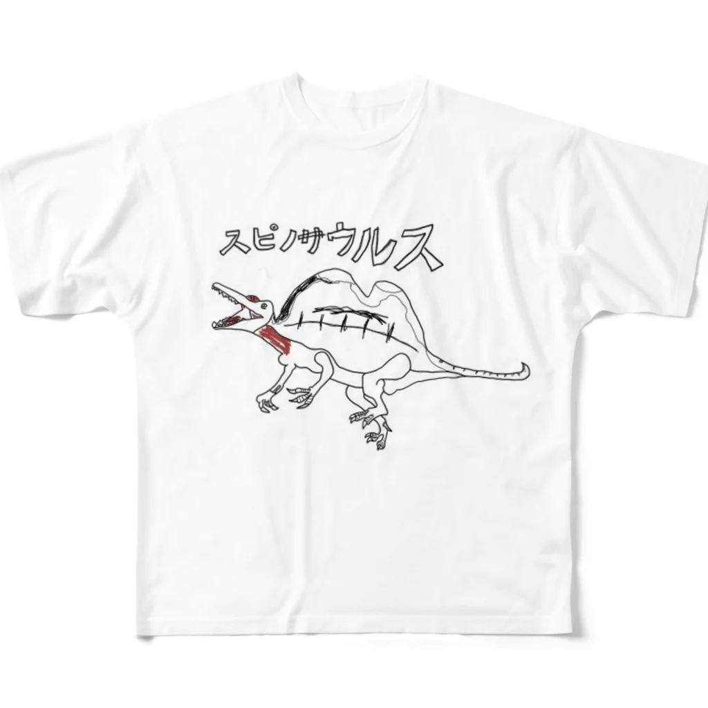 Sakanafamのスピノサウルス フルグラフィックTシャツ