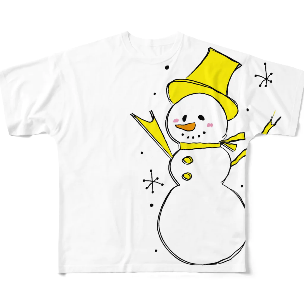 coyukiの雪だるまん黄 フルグラフィックTシャツ