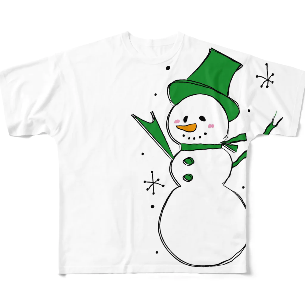 coyukiの雪だるまん緑 All-Over Print T-Shirt