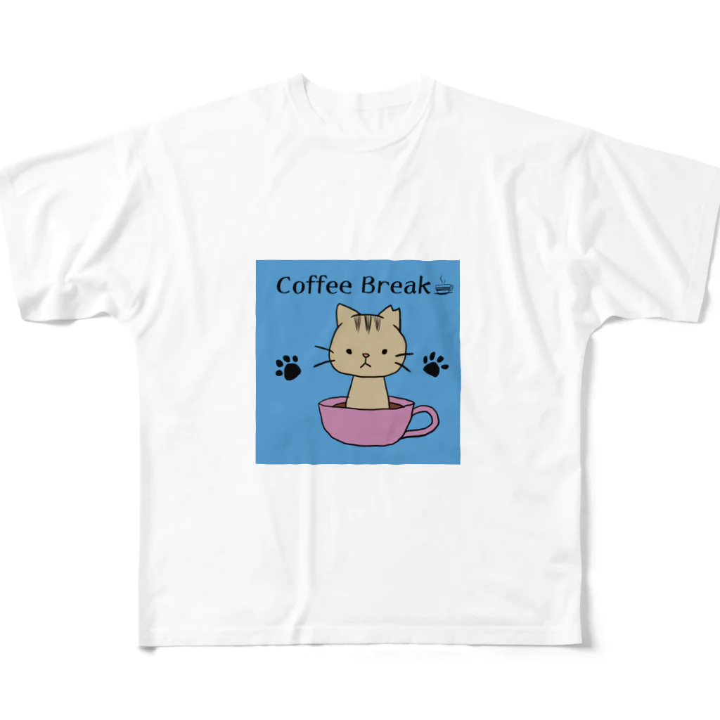 bibibi53のキジトラ さくら 猫（Coffee Break） フルグラフィックTシャツ