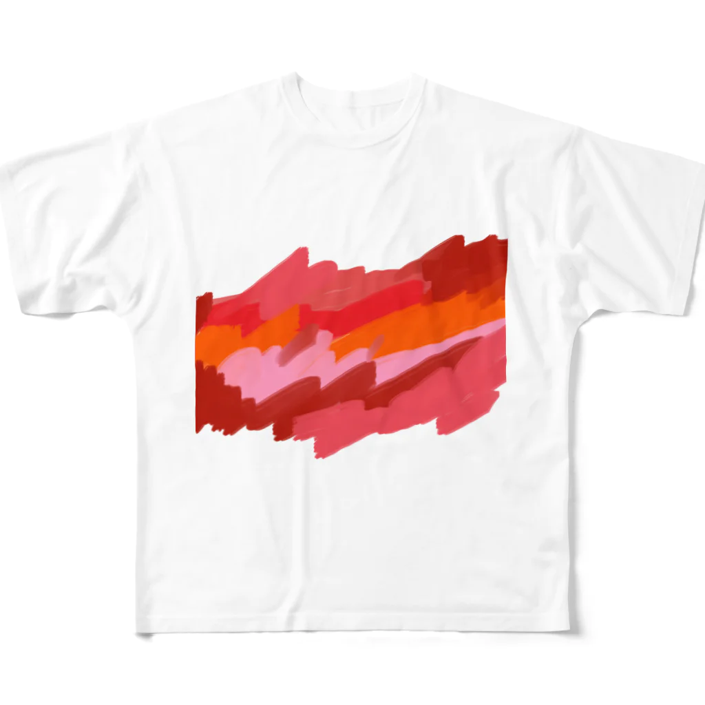 ポテコロアートショップの赤の衝撃 フルグラフィックTシャツ