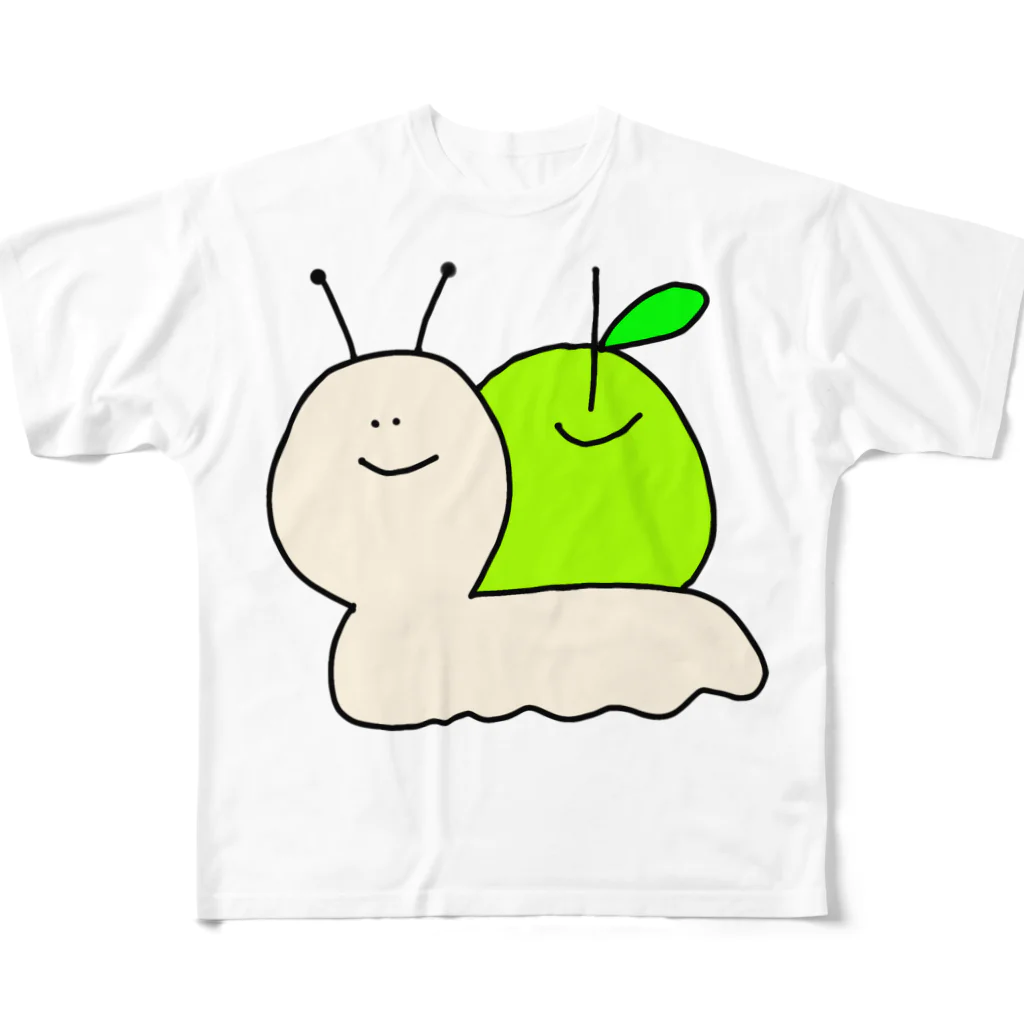 ゆるいもの倶楽部の🐌カタツムりんご🍏 フルグラフィックTシャツ