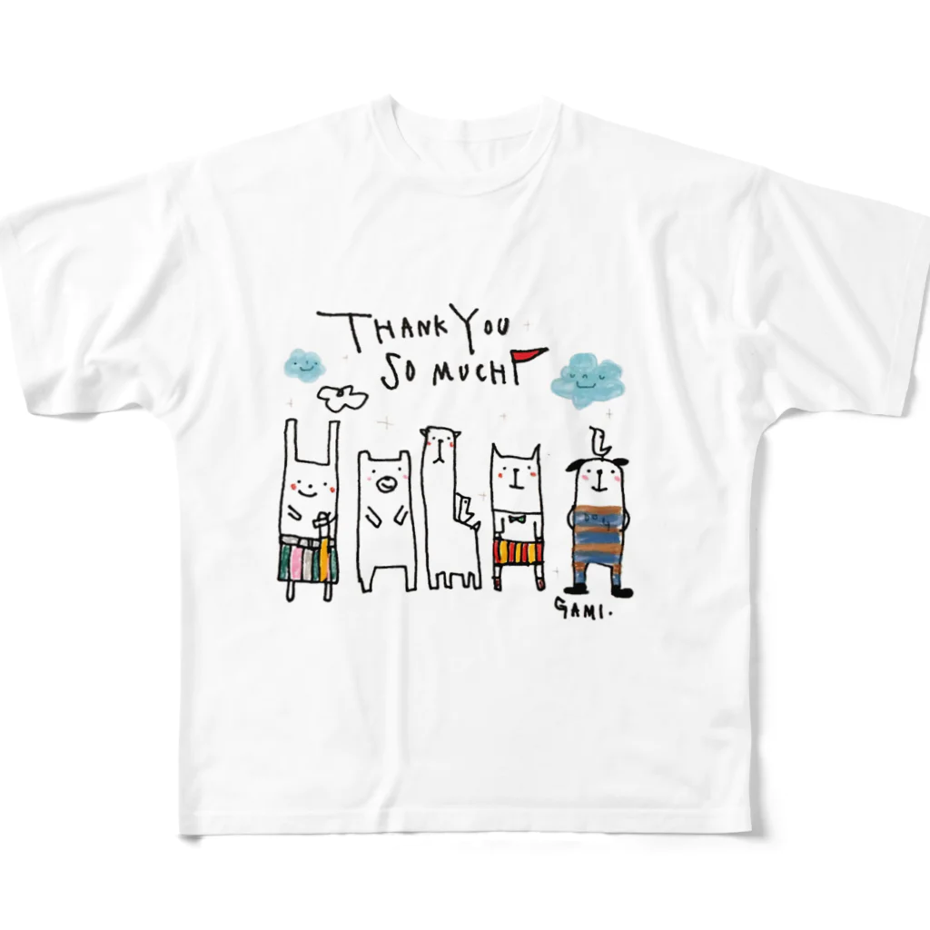 らくがき屋gamiのSPECIAL THANKYOU!!! フルグラフィックTシャツ