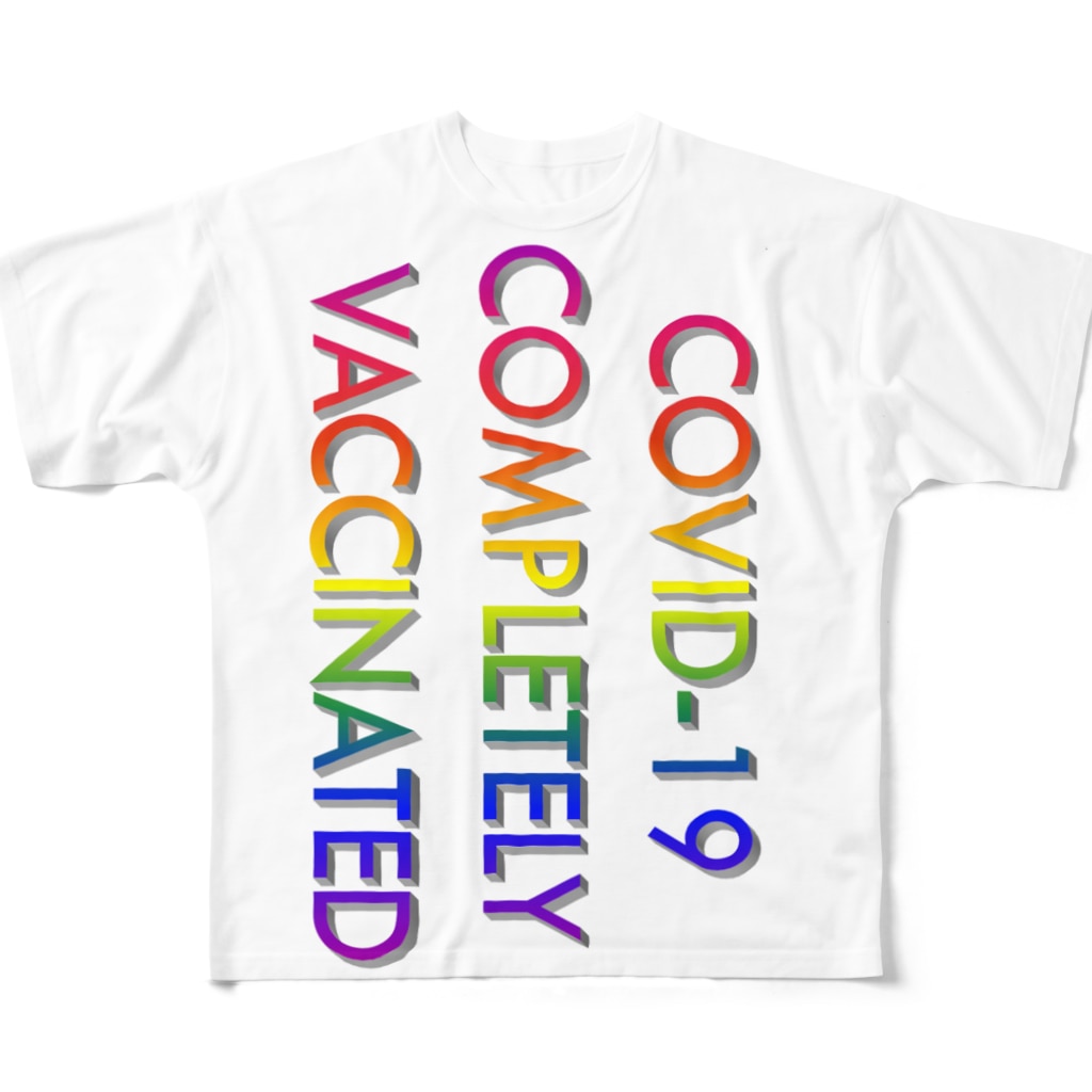 でおきしりぼ子のCOVID-19_ワクチン完全接種済(縦) All-Over Print T-Shirt
