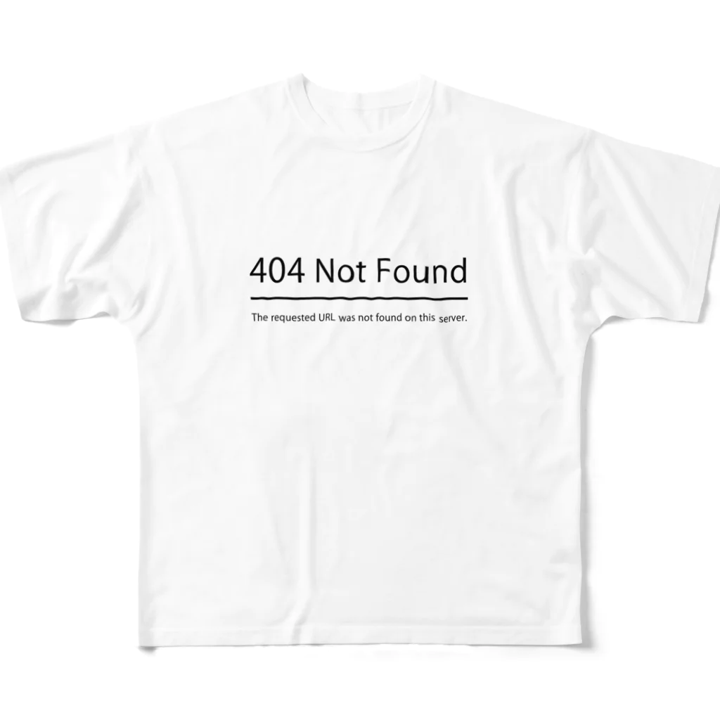 技術系ネタグッズ専門店 TADWORKSの404 Not Found Tシャツ フルグラフィックTシャツ