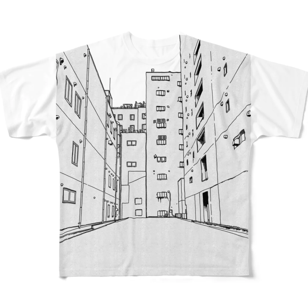 みやたさんのショップの漫画の路地裏 フルグラフィックTシャツ