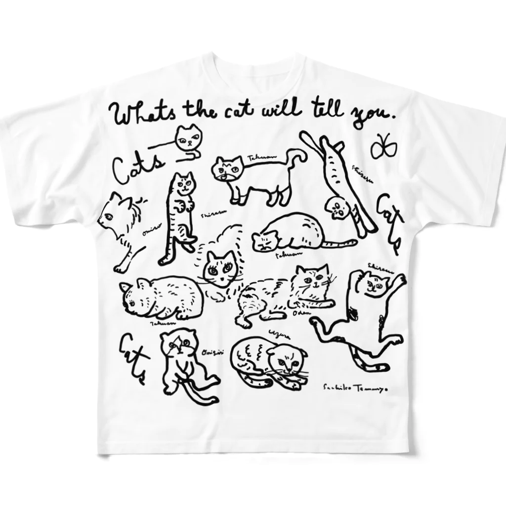 天明幸子　SUZURI  オフィシャルショップのcat cat cat !! フルグラフィックTシャツ