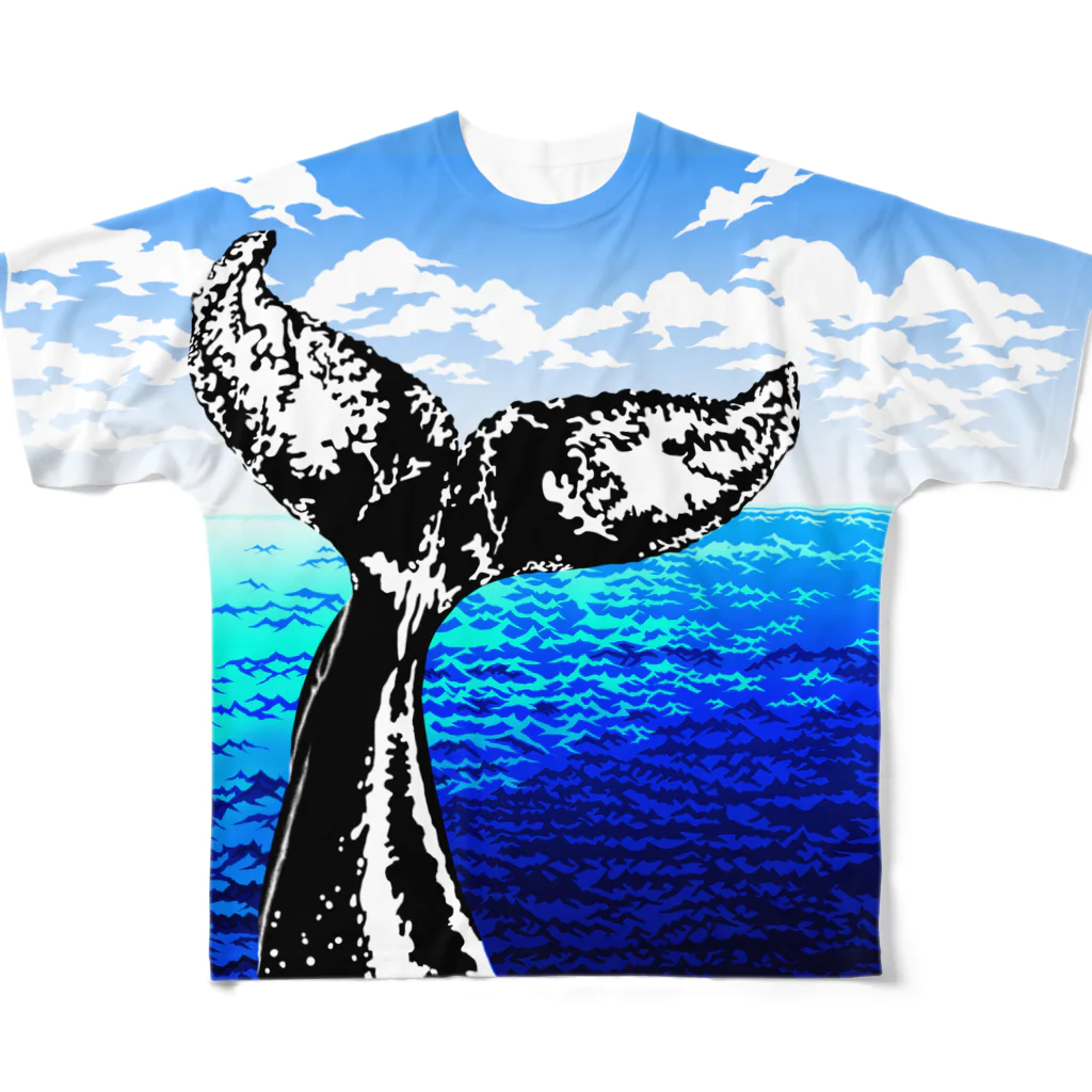 SeaYouTuberoseのWhale tail (Sea) All-Over Print T-Shirt