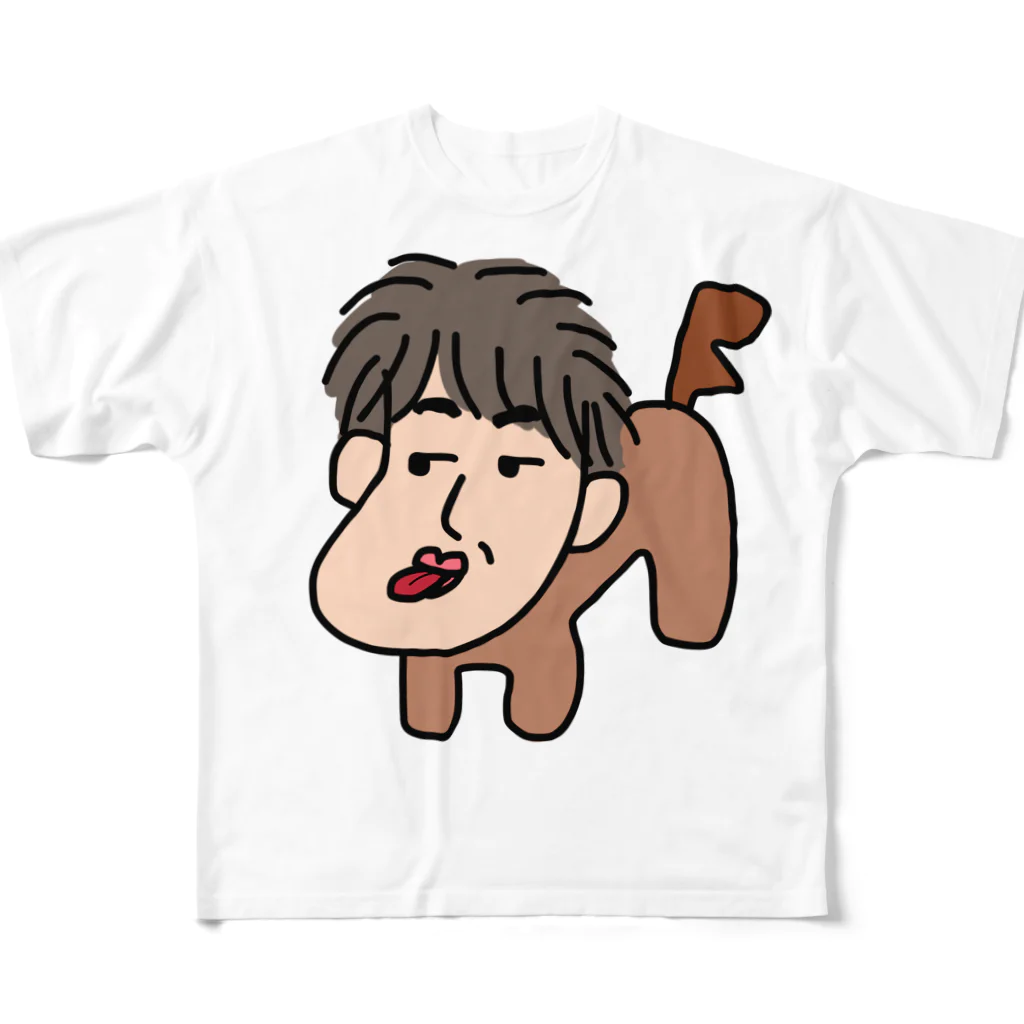 ぺく◎Shopの人面犬「たか爺」 All-Over Print T-Shirt