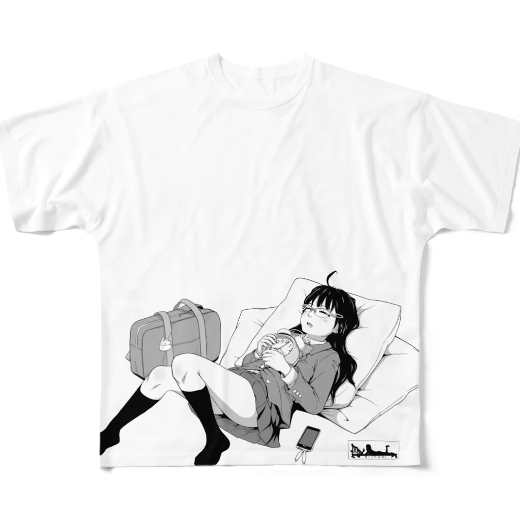 AkiAkaneの寝っころGIRL vol.4『小石倉かな子』 フルグラフィックTシャツ