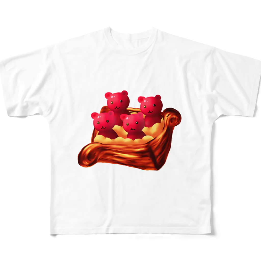 くまがすきのくまパン（さくらんぼのデニッシュ） フルグラフィックTシャツ