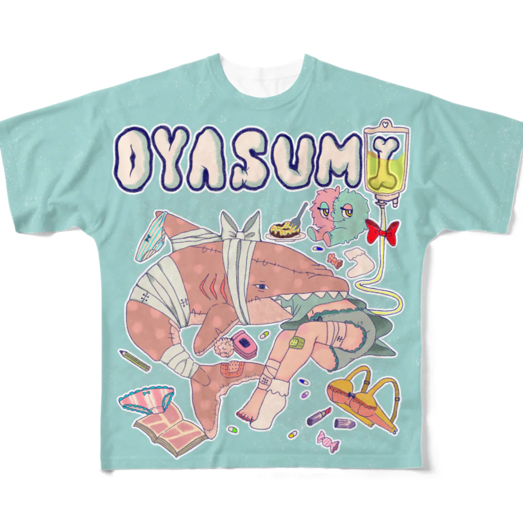 ねこ炭酸のOYASUMI フルグラフィックTシャツ