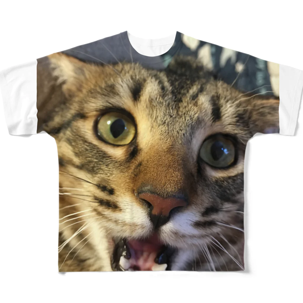 たにんごch公式ショップ【猫】のぽんぽこTシャツ フルグラフィックTシャツ