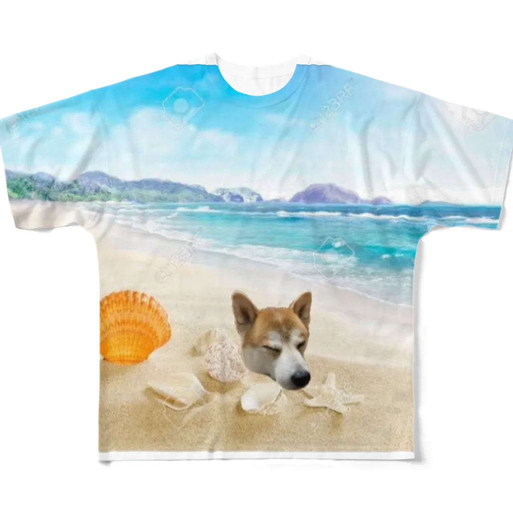 ちぇりーなショップの芝犬 しばさん フルグラフィックTシャツ