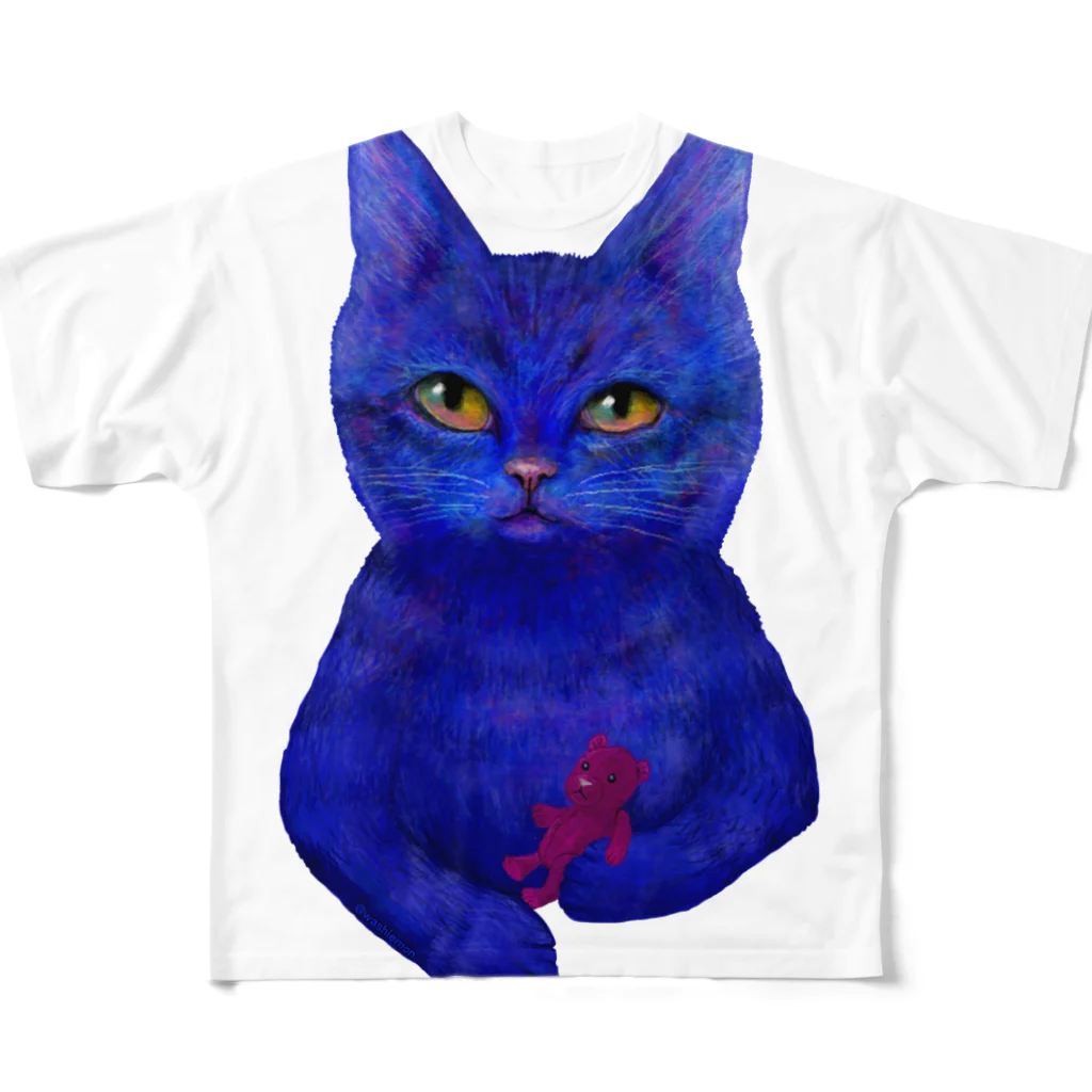 Washiemon and Ai-chan's ShopのBlue Tabby All-Over Print T-Shirt