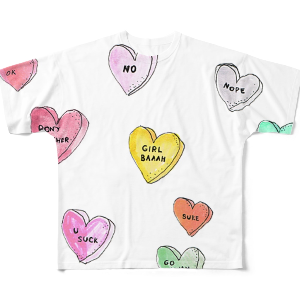 可愛いハートの小物さん。 / sorainuのフルグラフィックTシャツ