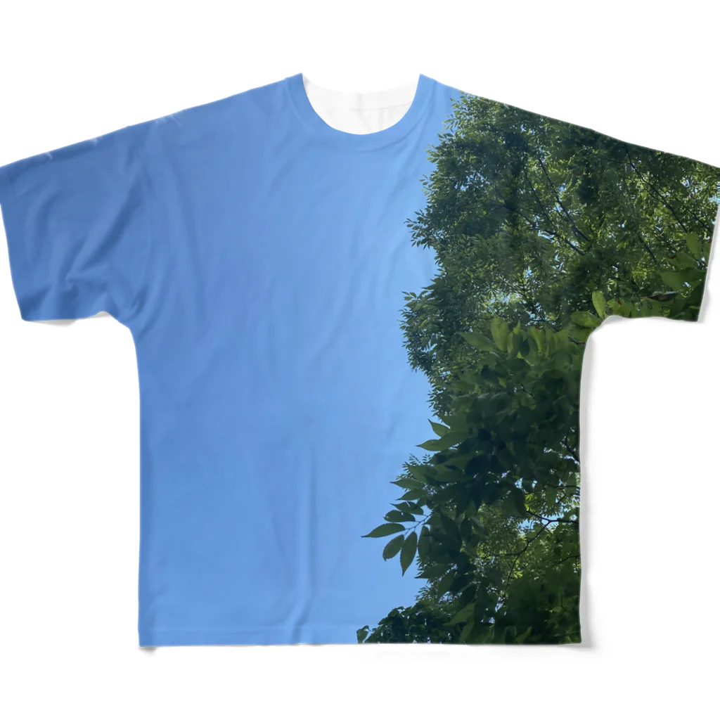 GreenTrexの木のある空 フルグラフィックTシャツ