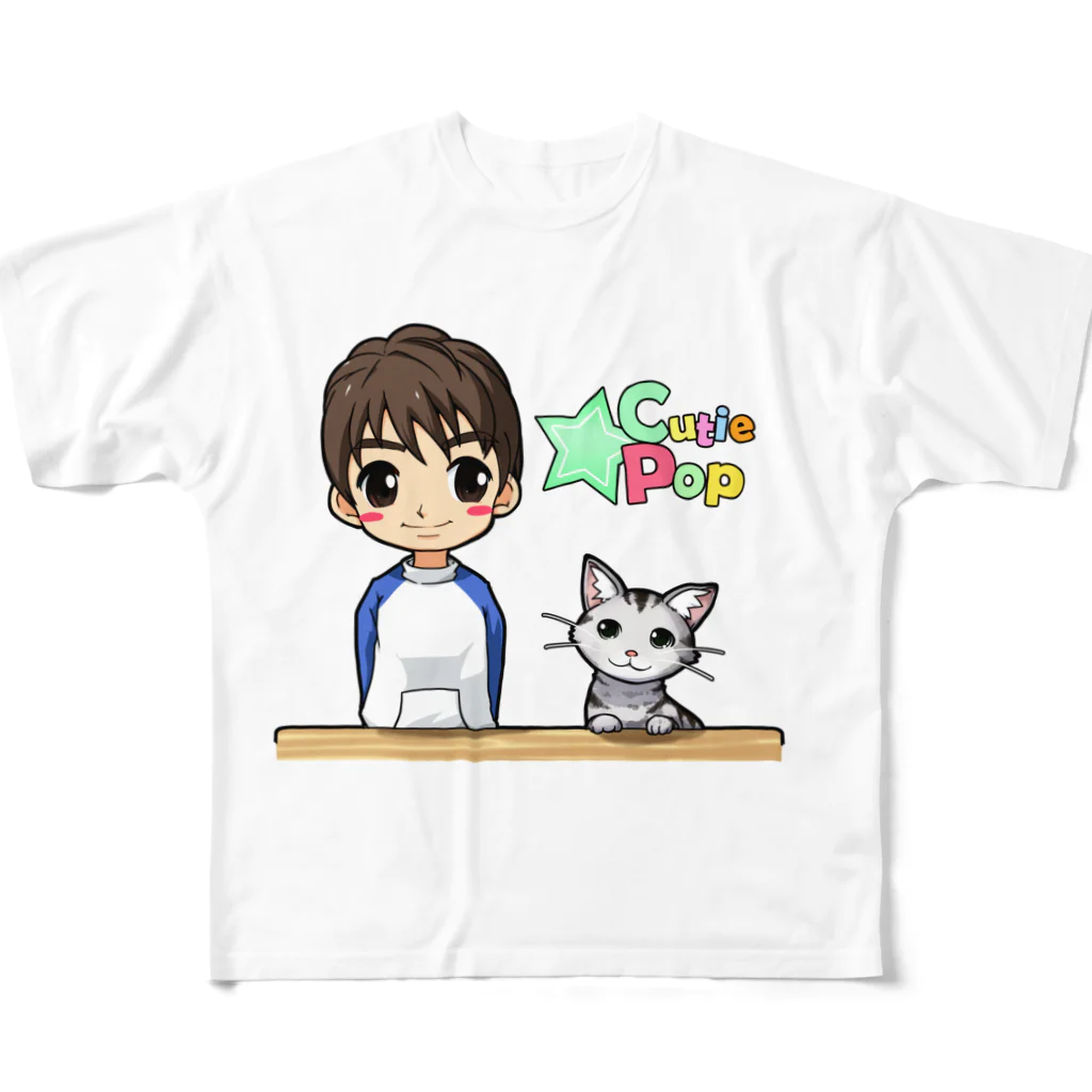 キューティ★ポップのまーちゃんとユキの仲良しグッズ★(無地トレーナー&ロゴ入りver.) All-Over Print T-Shirt