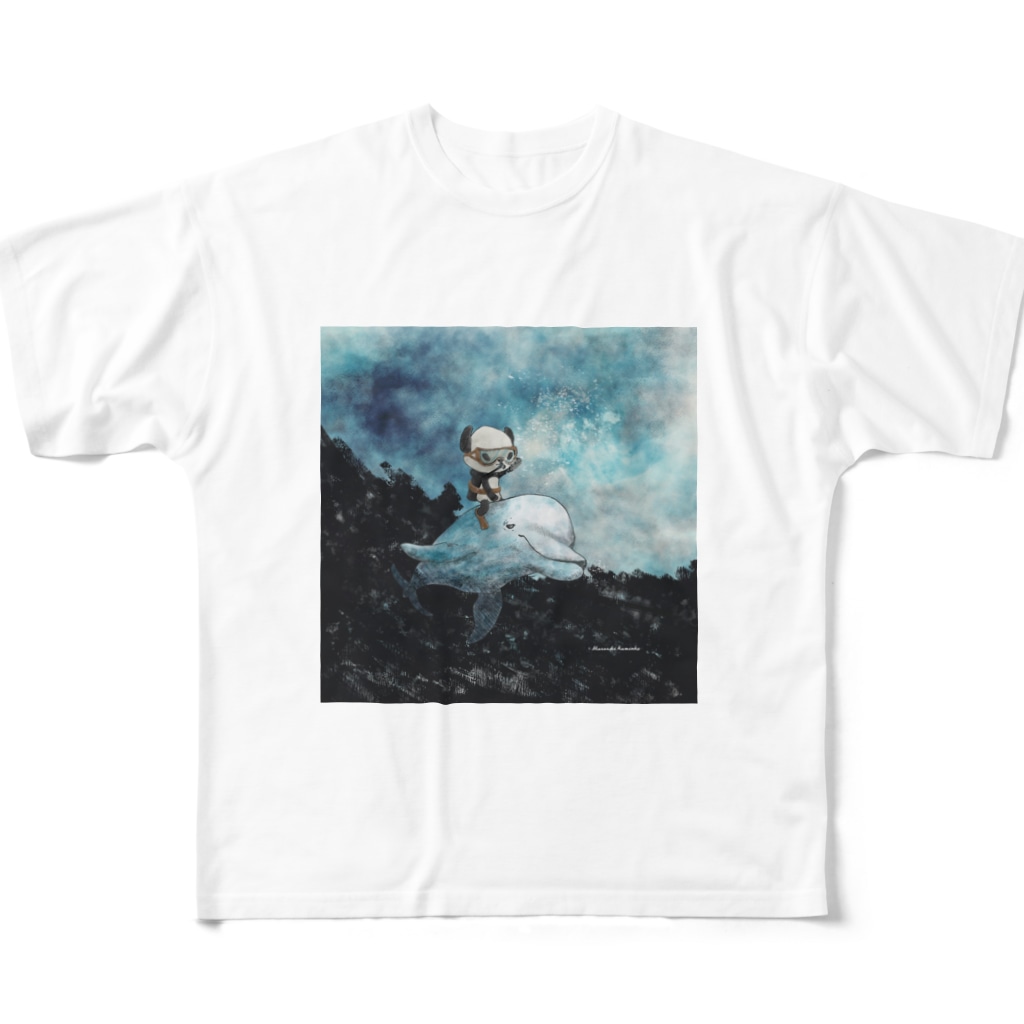 Masashi Kaminkoの【パンダ】イルカとポンちゃん All-Over Print T-Shirt