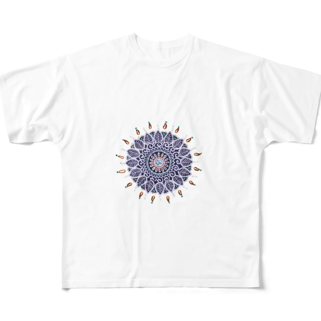 ネルネルテルネのアラベスク刺繡 ✸ ホワイト フルグラフィックTシャツ