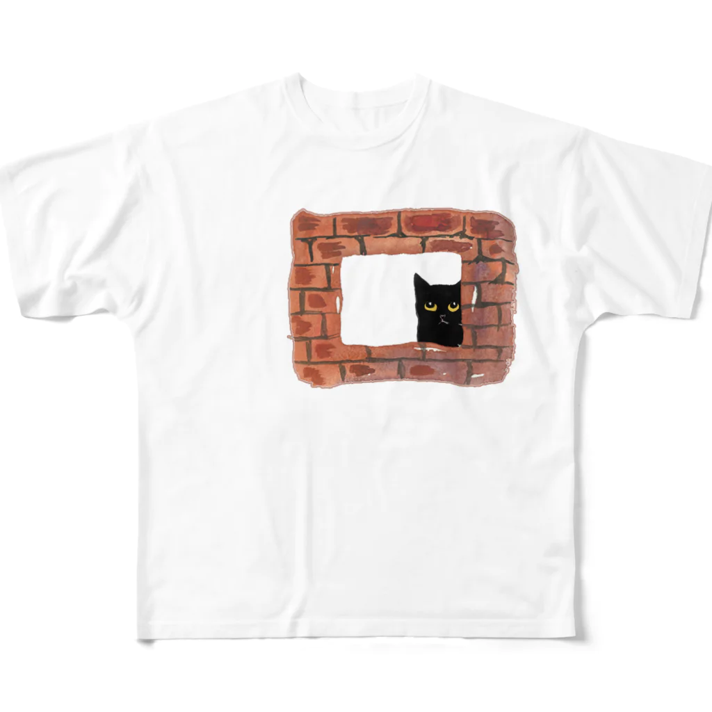 WAMI ARTの猫の窓レンガ All-Over Print T-Shirt