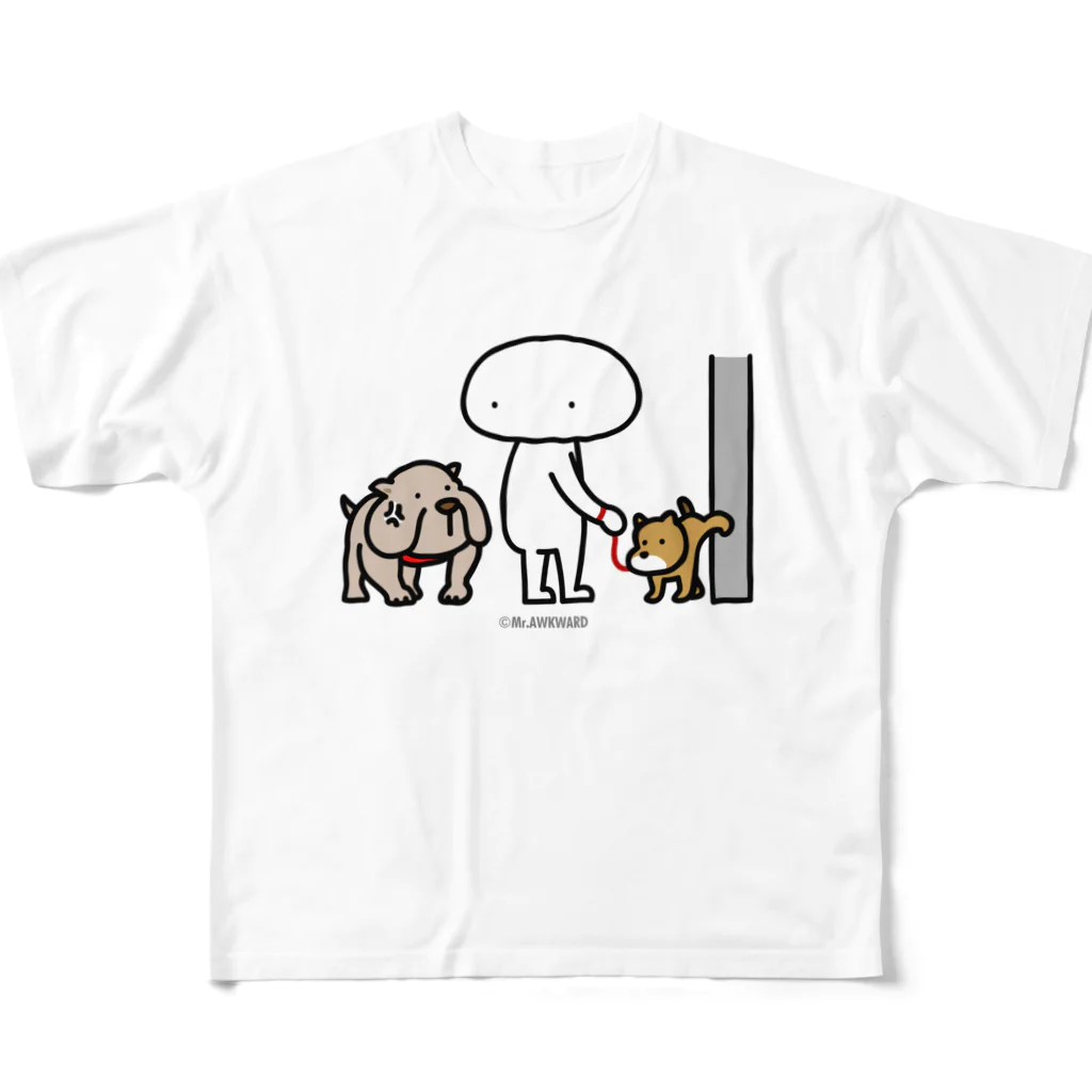 はりうーのMr.AWKWARD with Dog フルグラフィックTシャツ