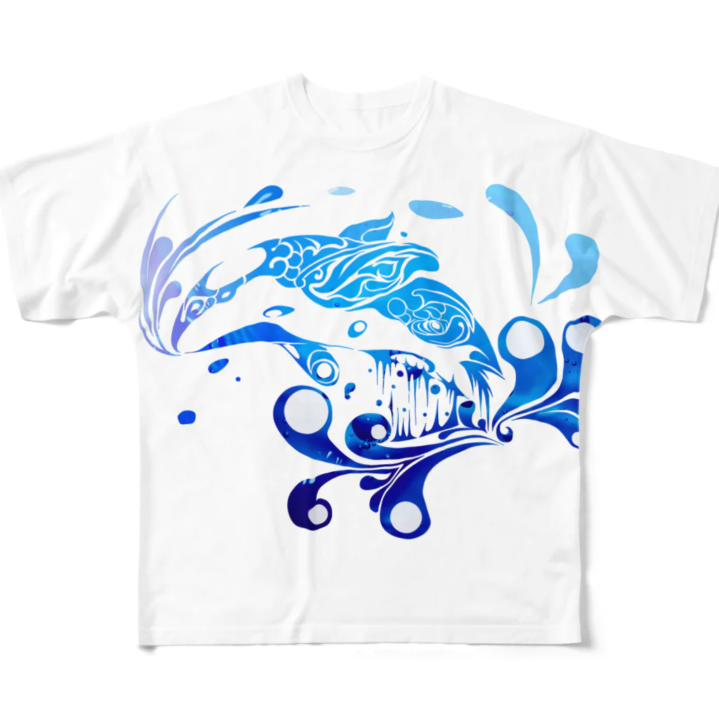 THE禅のトライバル「シャチ」 フルグラフィックTシャツ