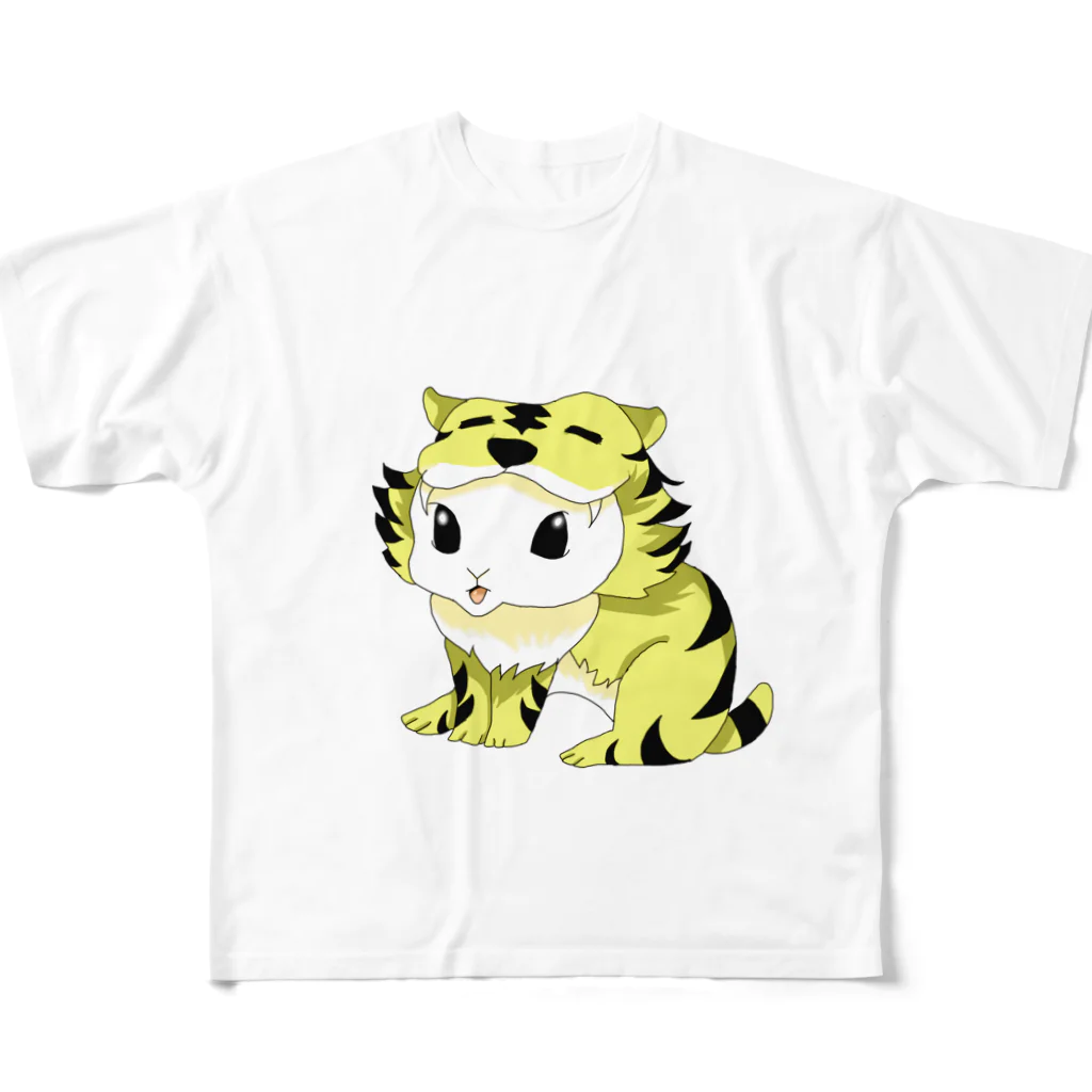 よもぎ屋 うさぎ チンチラグッズのうさぎ　干支シリーズ虎 All-Over Print T-Shirt