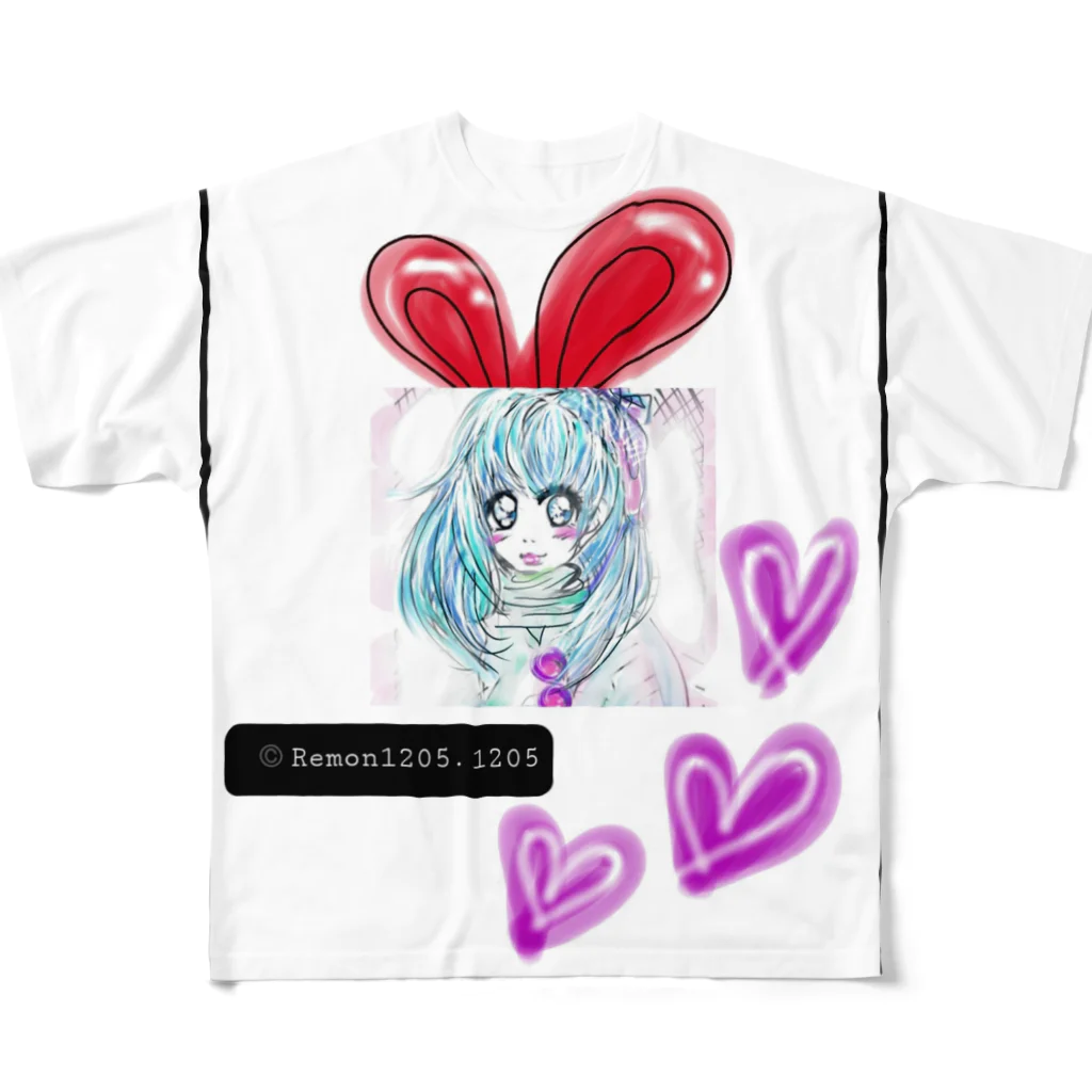 レモンかわいい女子♥️オリジナルショップのうさぎ♥️女子 All-Over Print T-Shirt