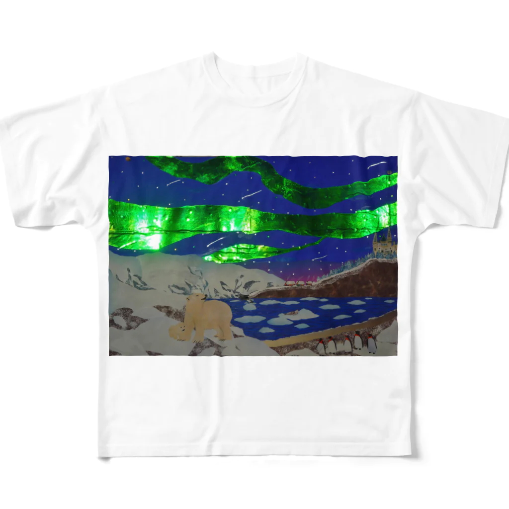 Junie貼り絵グッズのオーロラ夢の国 All-Over Print T-Shirt