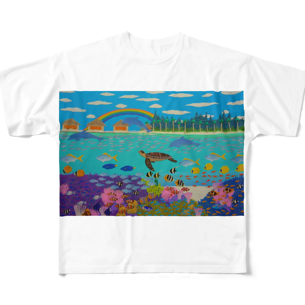 Junie貼り絵グッズのニューカレドニアのサンゴ礁 All-Over Print T-Shirt