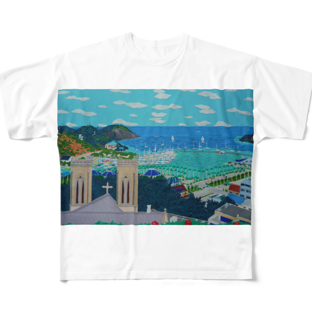 Junie貼り絵グッズのニューカレドニアFOLの丘 All-Over Print T-Shirt