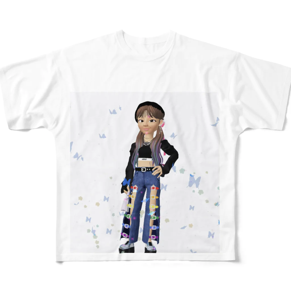 アキ　マスコットのイチナナ　アキ フルグラフィックTシャツ