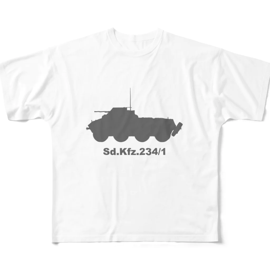 puikkoの8輪装甲車 Sd.Kfz.234/1（グレー） フルグラフィックTシャツ