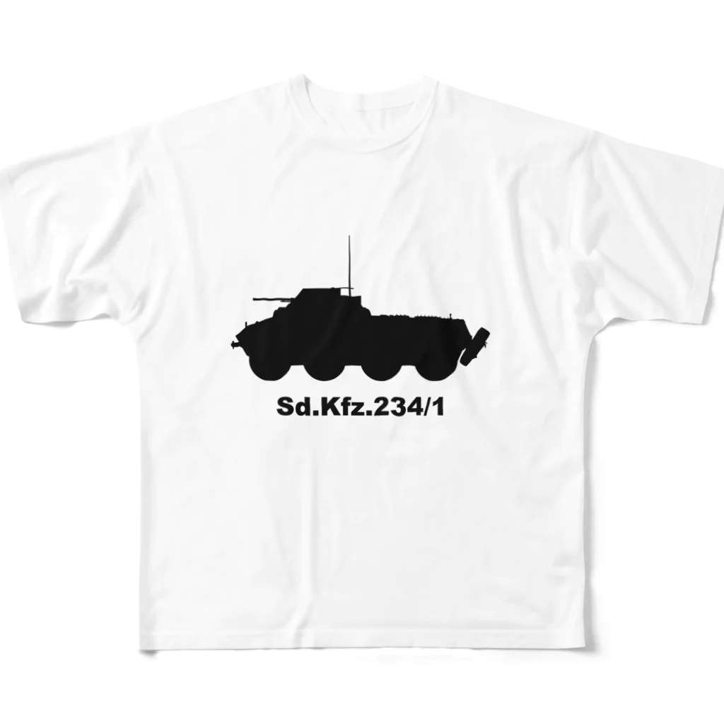 puikkoの8輪装甲車 Sd.Kfz.234/1（黒） フルグラフィックTシャツ
