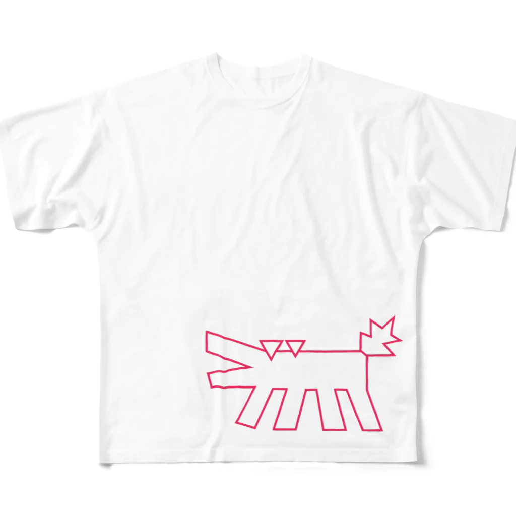 ぺちぺち工房 Pechi Pechi Atelierのキースヘリング風 うちの犬 All-Over Print T-Shirt