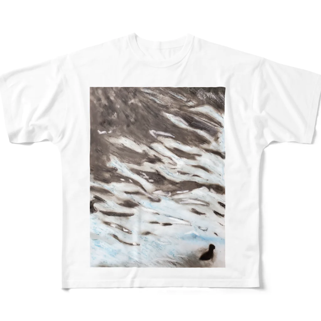 白山の山ショップの川を行くカモ All-Over Print T-Shirt