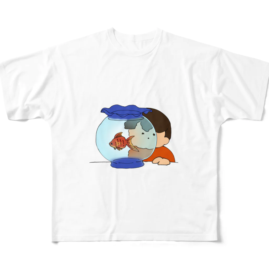 ごぼうのD.D.くんと金魚 フルグラフィックTシャツ