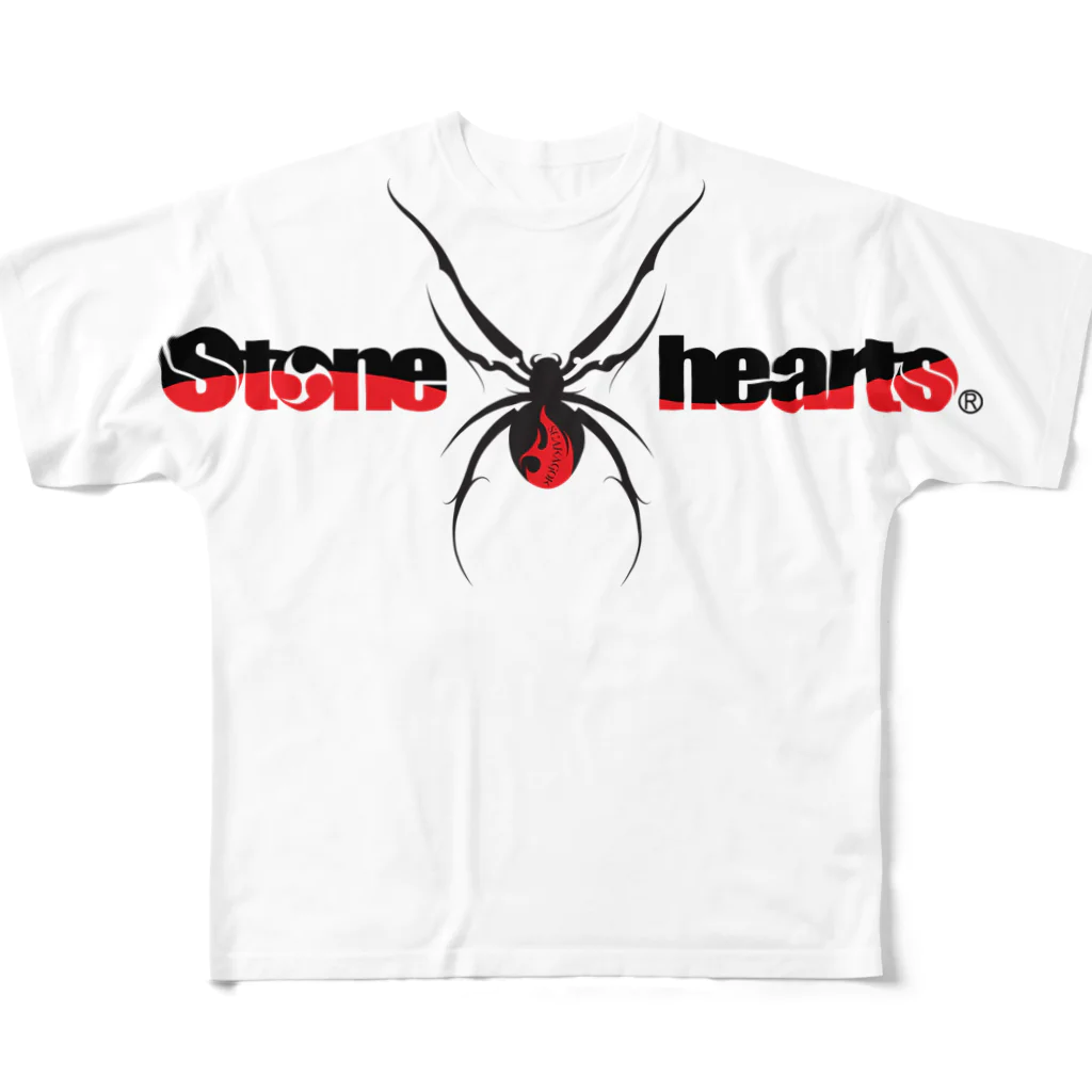 stoneheartsのセアカゴケグモ　トライバル フルグラフィックTシャツ