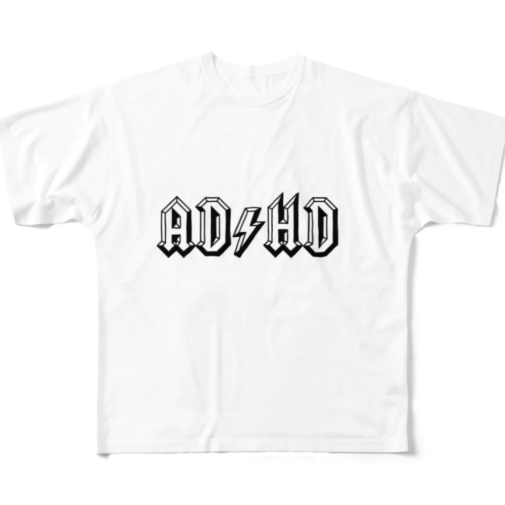 momoニャンカフェのAC/DC風ロゴグッズ フルグラフィックTシャツ