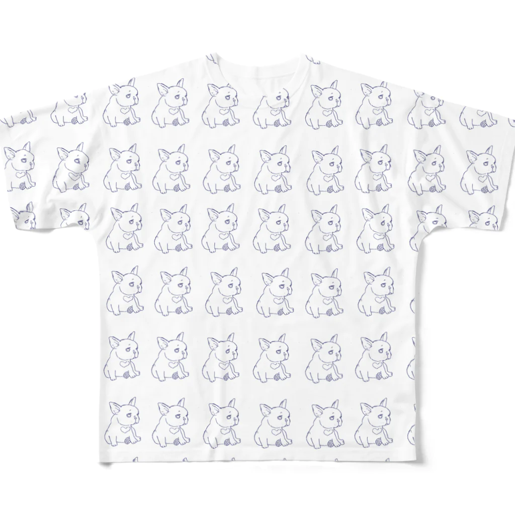 non.FuLFiLLのフレンチブルちゃん All-Over Print T-Shirt