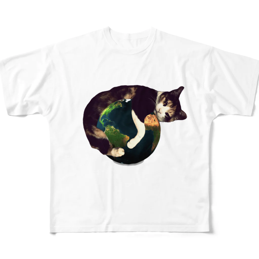 ひかりの三毛猫の地球 フルグラフィックTシャツ