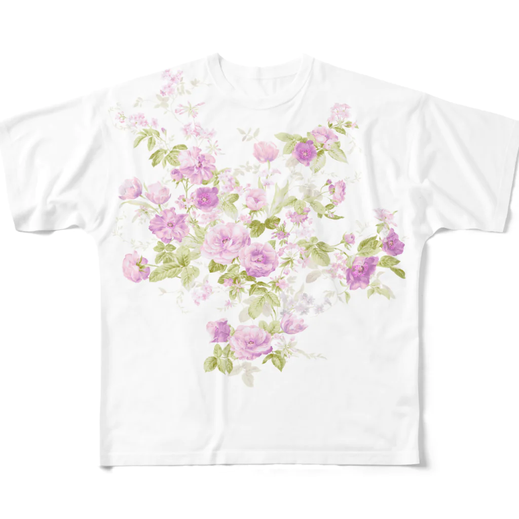 Neo_louloudi(ネオルルディ)のピンクの花束 フルグラフィックTシャツ