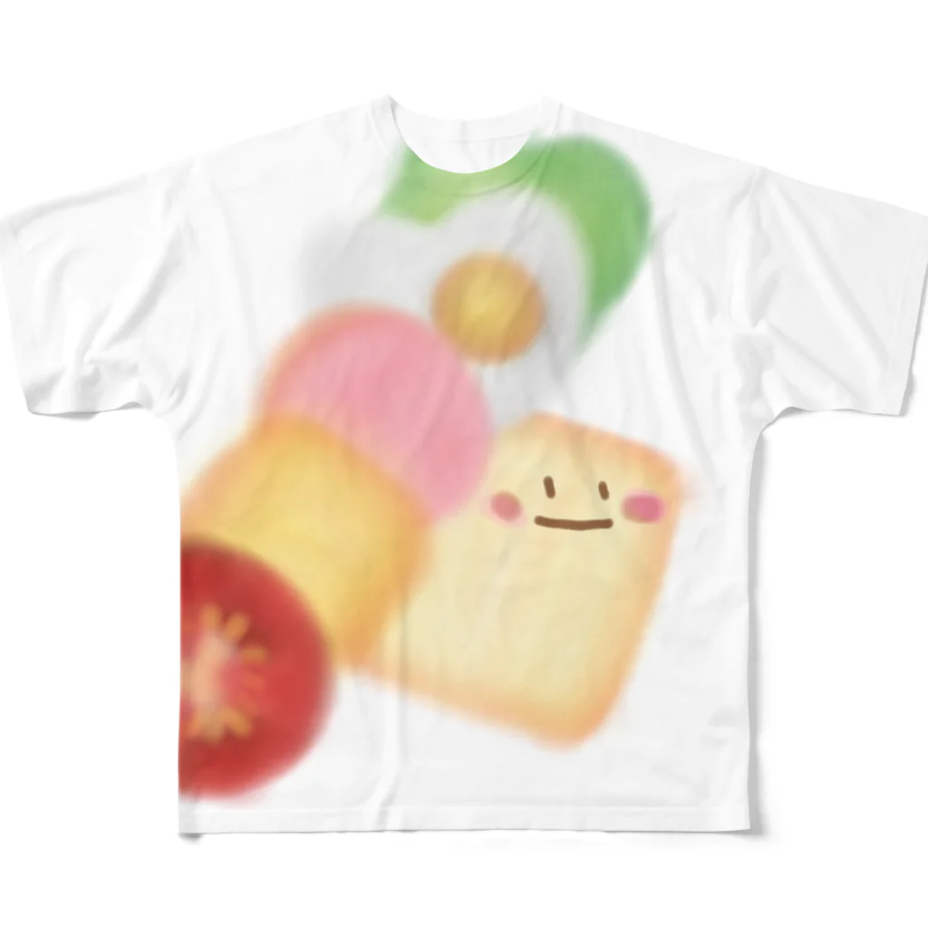 ぱすてらむぎこのちらっとパンちゃん フルグラフィックTシャツ