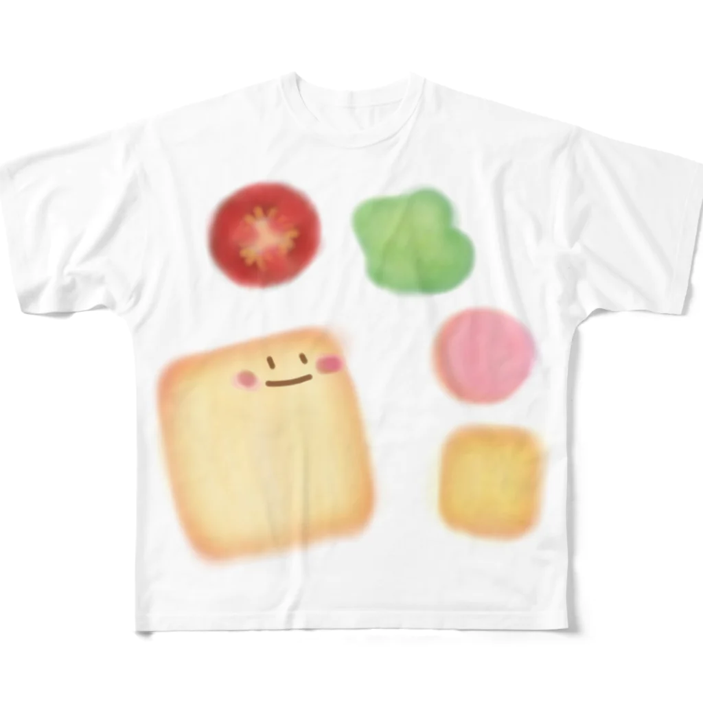 ぱすてらむぎこの野菜みつめるパンちゃん フルグラフィックTシャツ