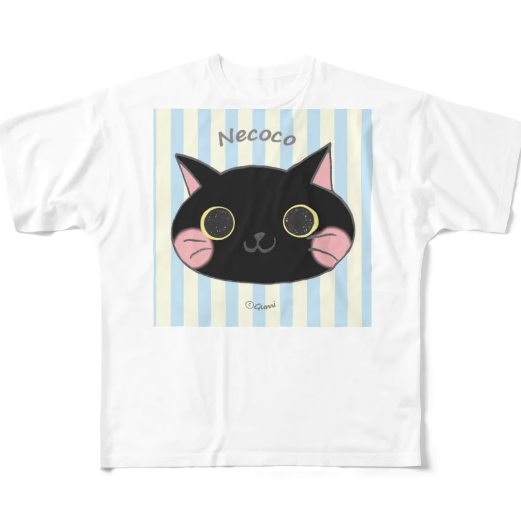 ぐみのねここ(くろねこ) 猫 フルグラフィックTシャツ