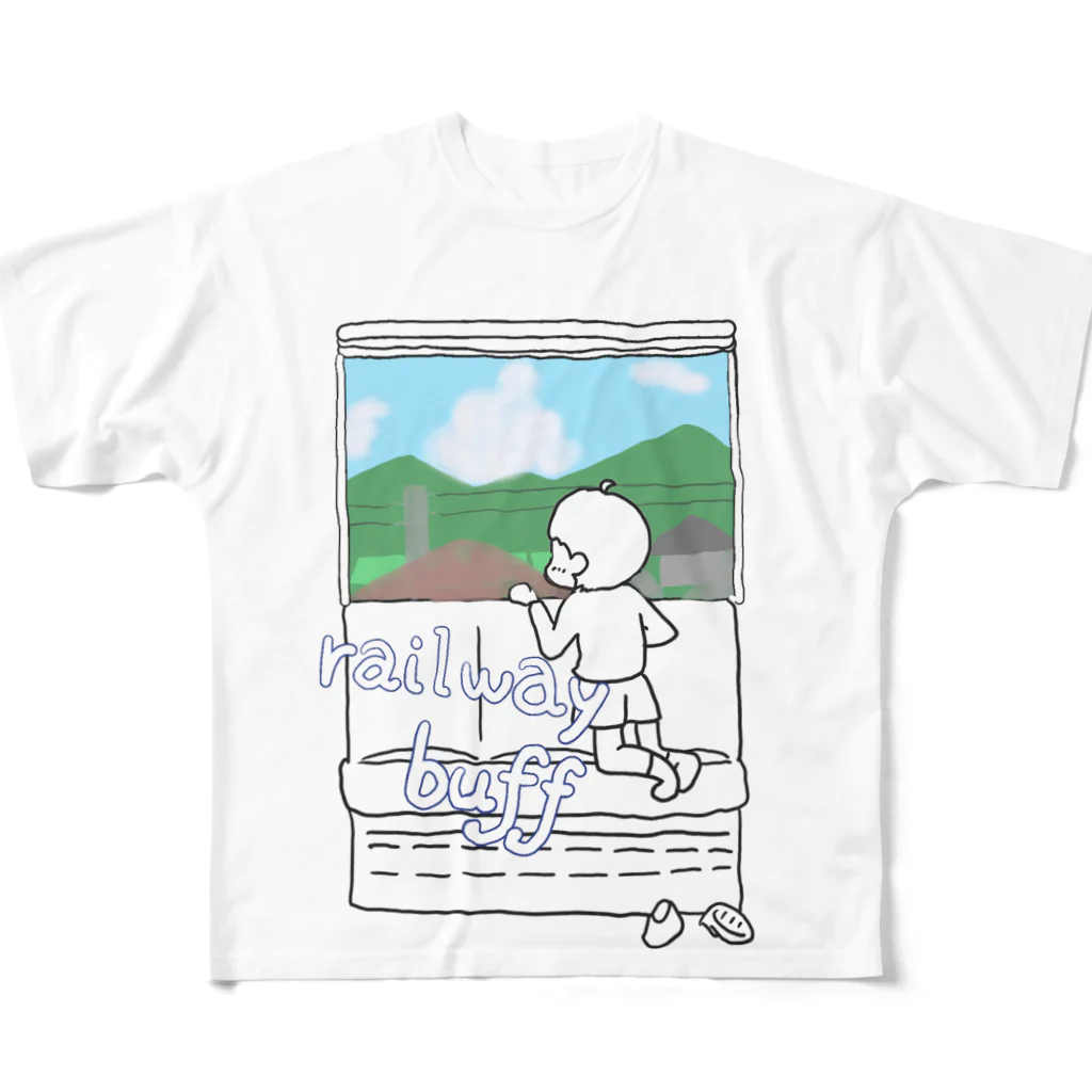 ことかうさぎの乗り鉄くん フルグラフィックTシャツ