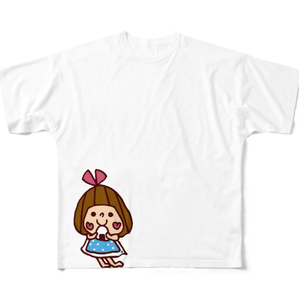 かょのこHANKOのおにぎり大好きぴんきーりぼんちゃん All-Over Print T-Shirt