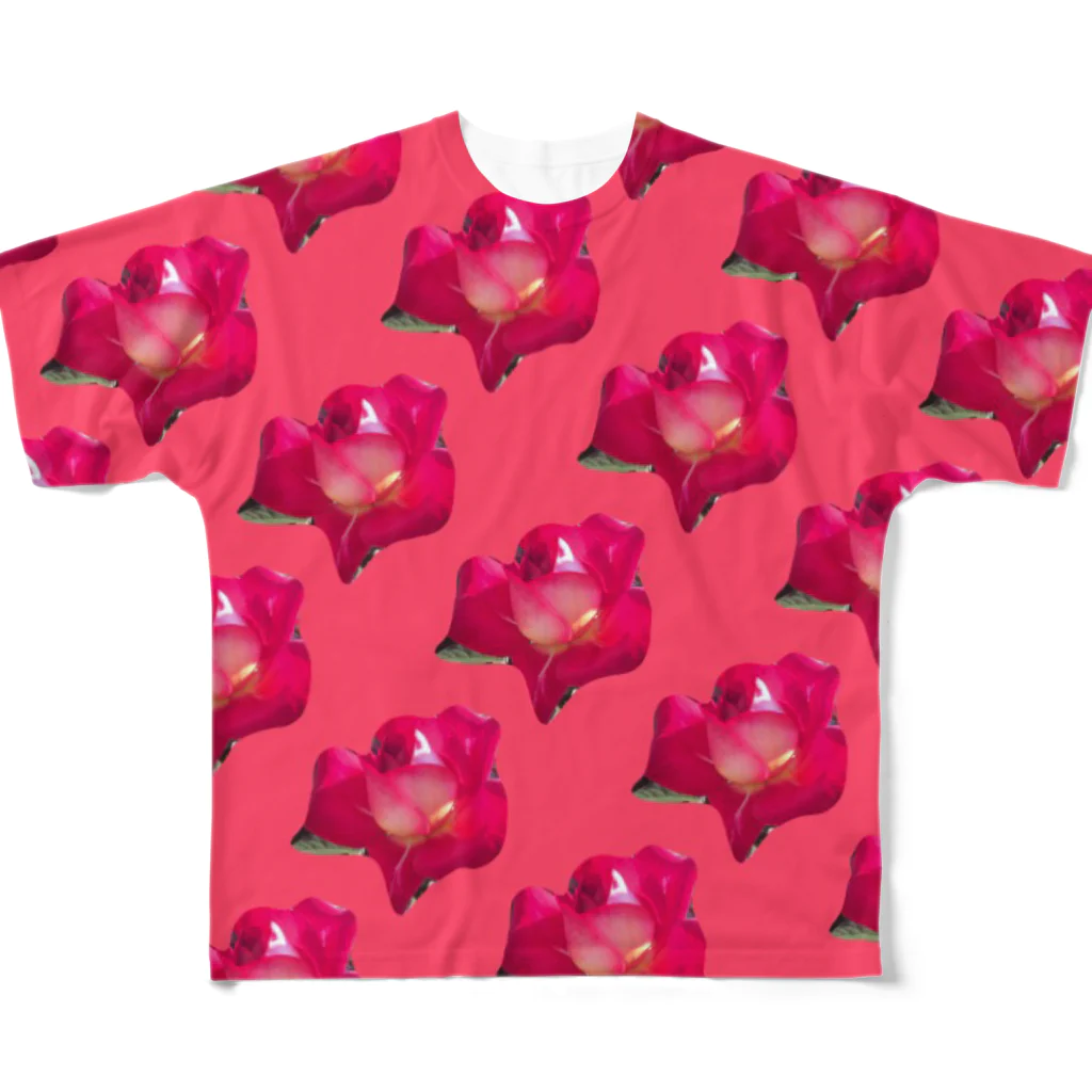 pisshuの紅い薔薇 フルグラフィックTシャツ