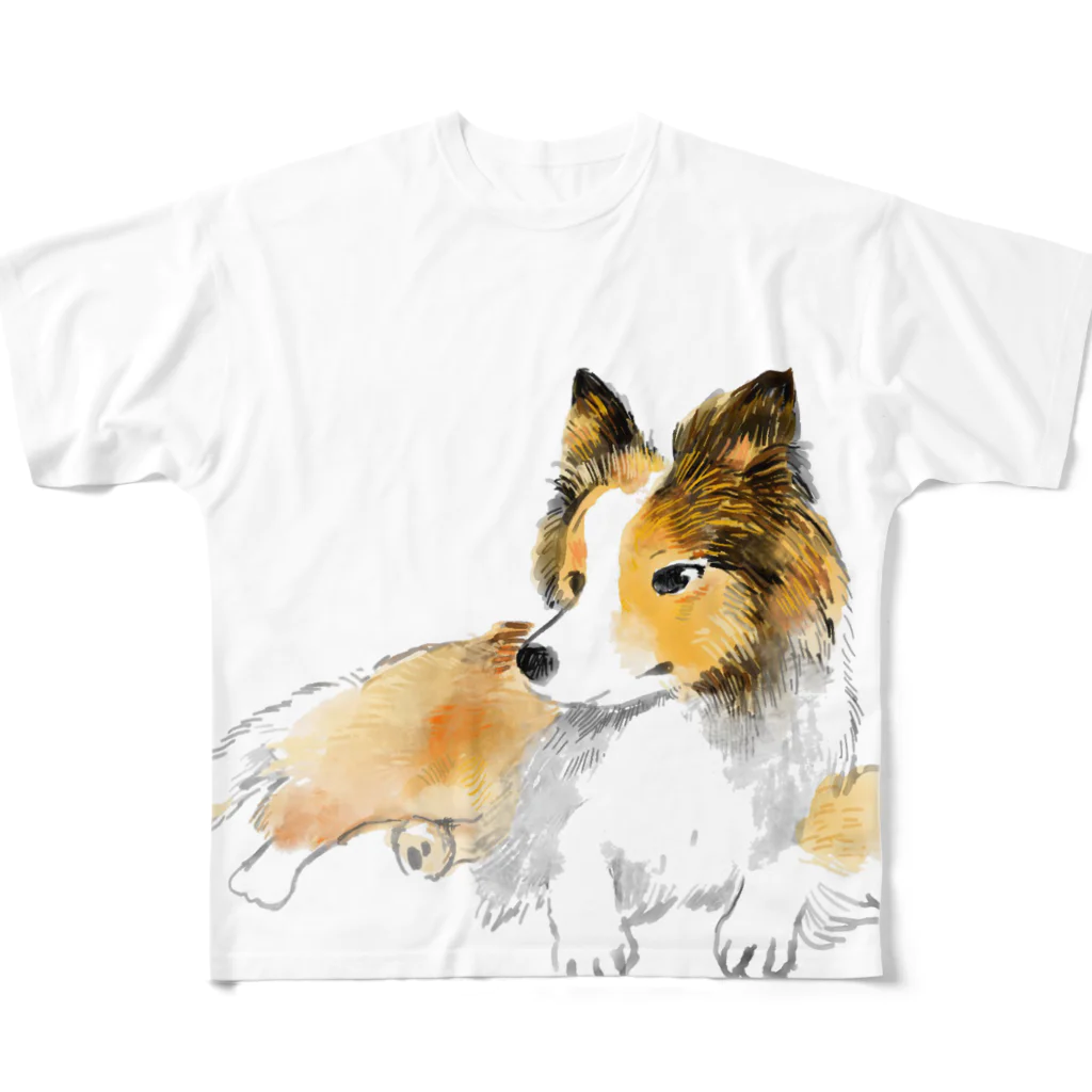 DOG STUDIOのシェルティー（セーブル）グッズ All-Over Print T-Shirt